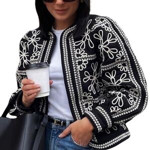 NEW Yimoon Quilted light Weight Big Floral jacket Wmns sz M /